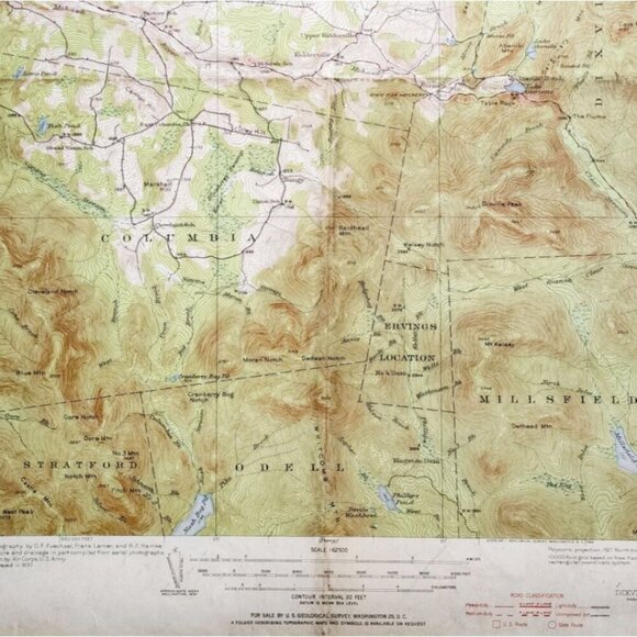 1930 Map USGS Topographic Dixville New Hampshire Antique Quadrangle TOPO21 - Picture 3 of 3
